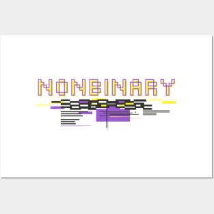 Nonbinary - Nonbinary Flag - Enby - Glitch Effect Posters and Art